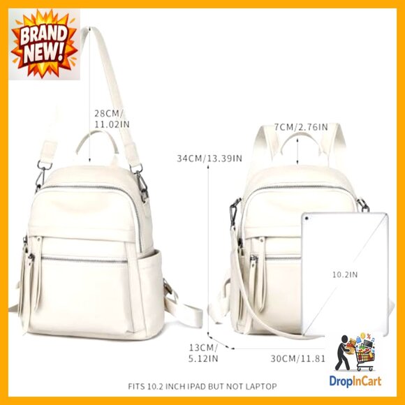 Genuine Leather Backpack Purse Convertible Daypack Shoulder Bag Elegant Minimal main image 7